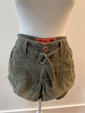 Vintage Y2K Mossimo Olive Green Corduroy Belted Shorts
